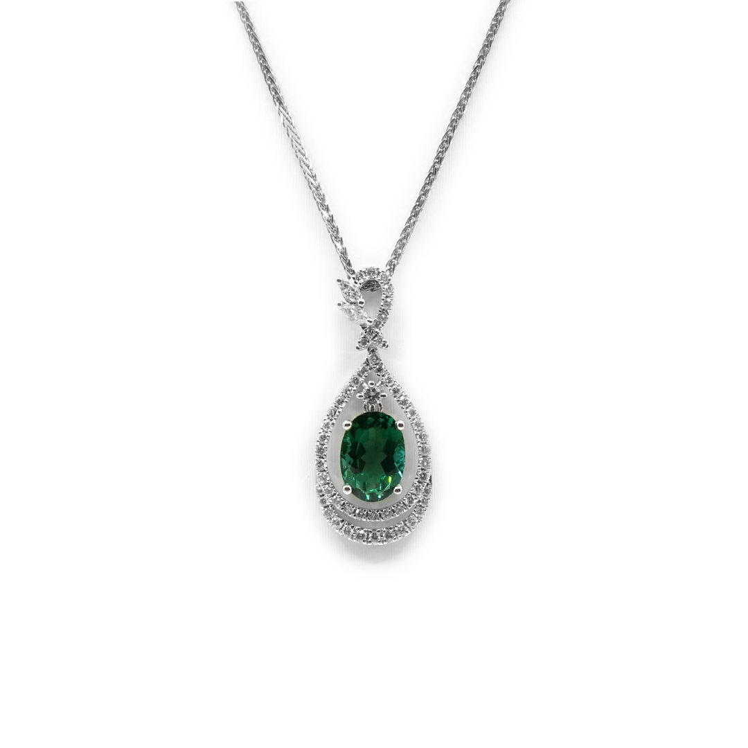 18 Carat White Gold Tourmaline & Diamond Pendant – Sheer Brilliance ...